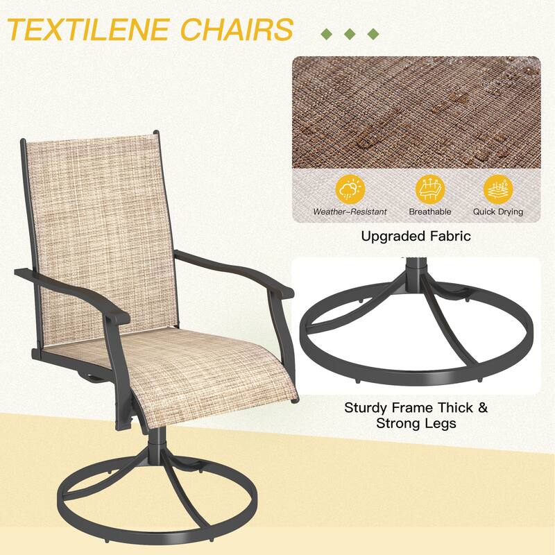 Patio Dining Set, Outdoor Dining Table and Chairs Set with Textilene Chairs, Adjustable Umbrella Hole for Garden, Backyard