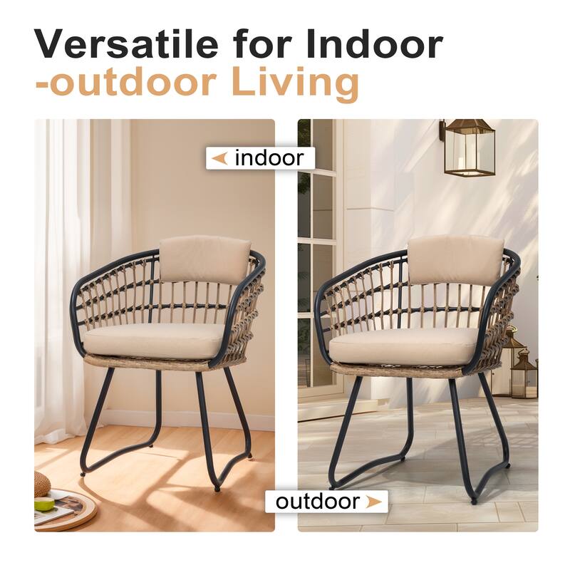 Outdoor Patio Dining Extendable Aluminum Table with Cushioned PE Rattan Chairs