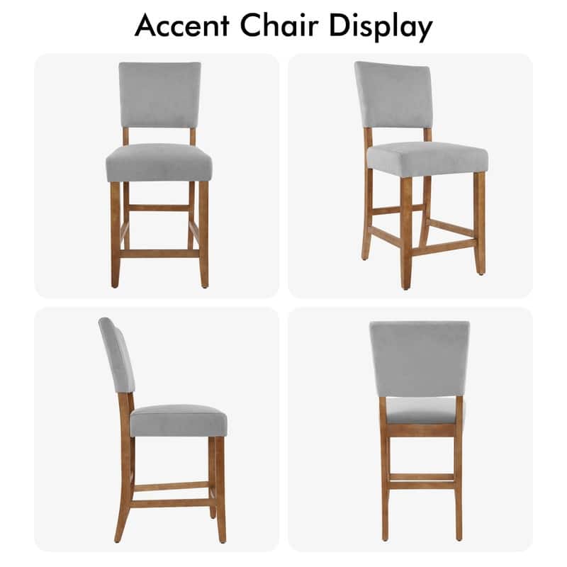 24 Inches Counter Height Bar Stools Upholstered Barstools with Brushed Legs Set of 2