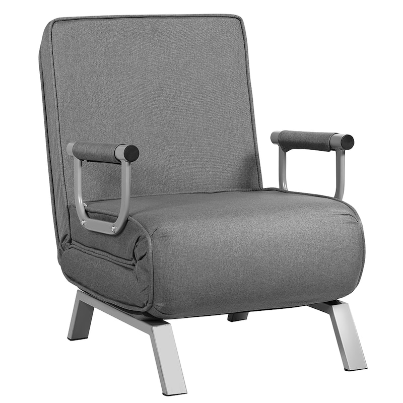 5-Position Adjustable Folding Sofa Chair Firm Full Padded Lounger Recline - Grey