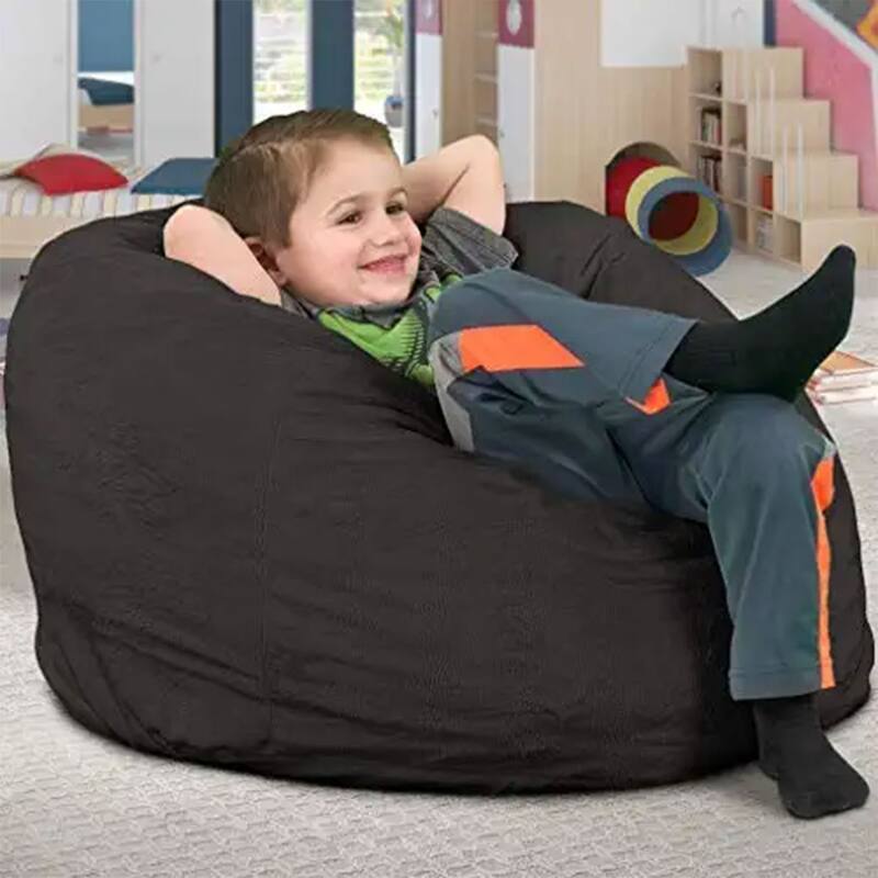 Ultimate Sack Kids Bean Bag Chair, Oversized Indoor Comfy Lounger, Grey Suede