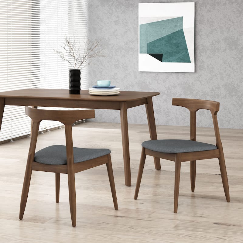 Cowen Upholstered Fabric and Rubberwood Dining Chairs (Set of 2) by Christopher Knight Home