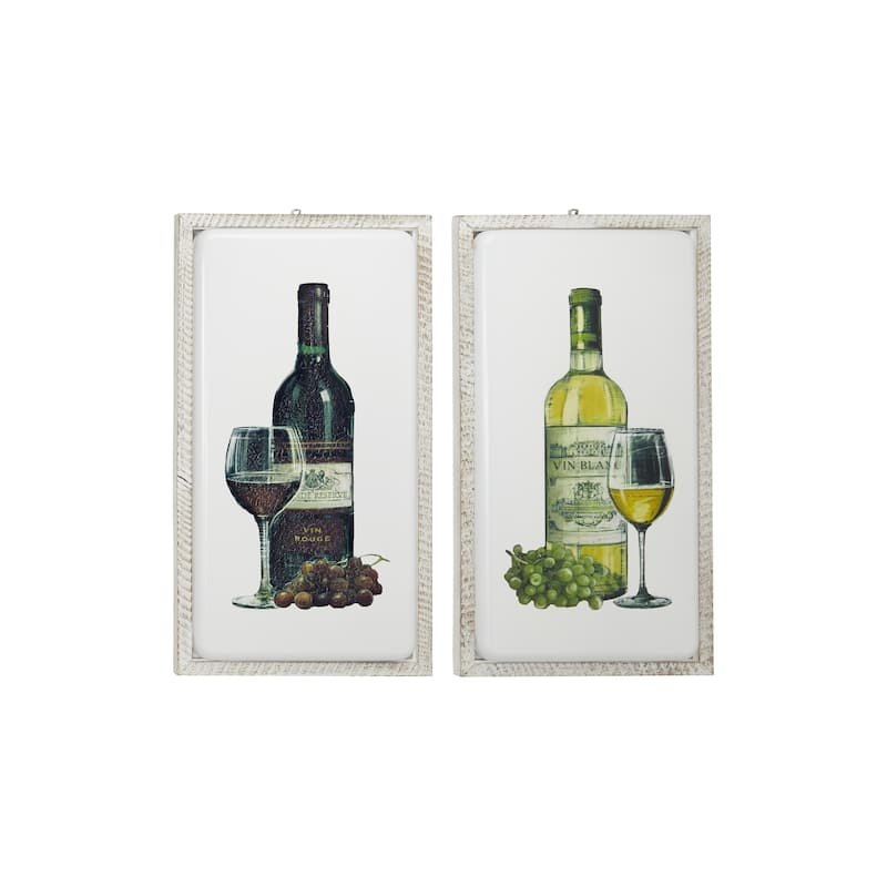 Metal Wine Wall Decor - Set of 2 White - Roche River Decor - White