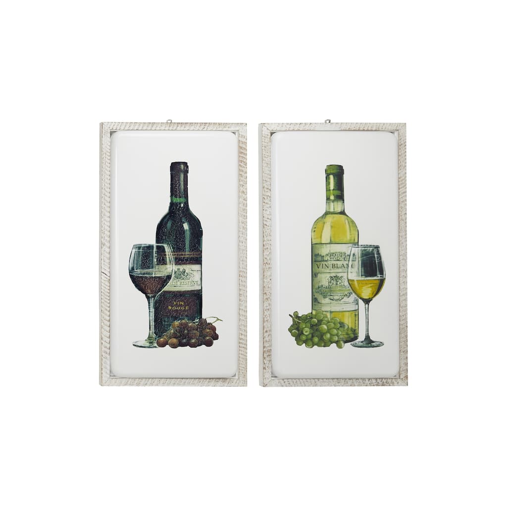 Metal Wine Wall Decor - Set of 2 White - Roche River Decor