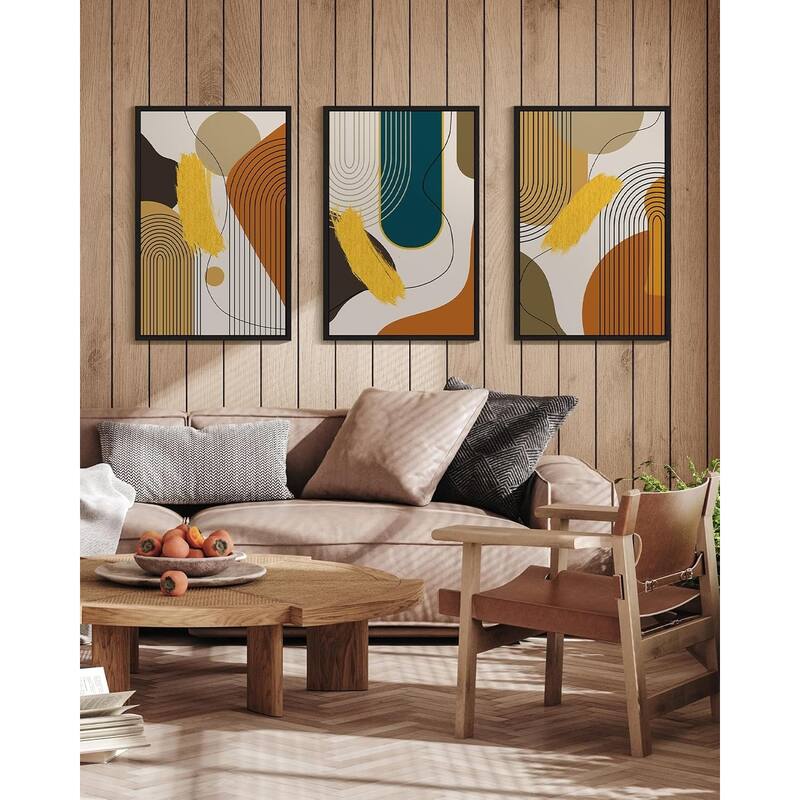 Abstract Framed Wall Art Modern Minimalist Luxury Gold Line Artwork