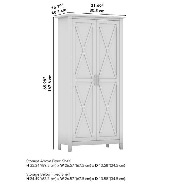 dimension image slide 2 of 6, Key West Tall Storage Cabinet with Doors and Shelves by Bush Furniture