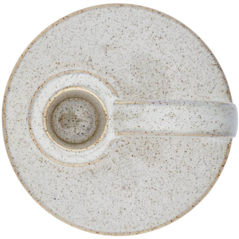 Set of Two Short Vanilla Glazed Ceramic Candlesticks for Cozy Decor