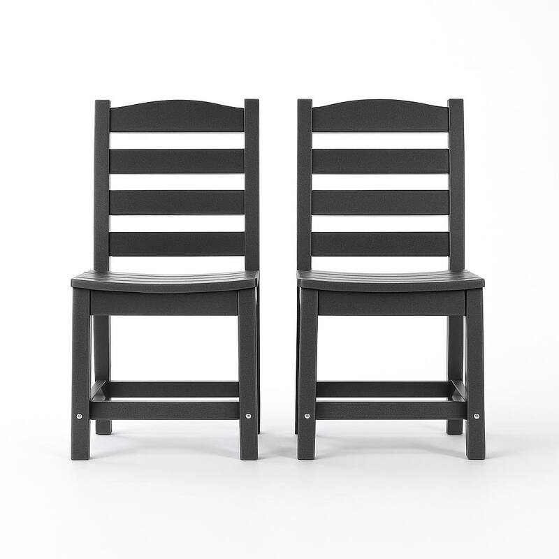 Armless Outdoor Chairs - HDPE Material Set of 2, Weather Resistant