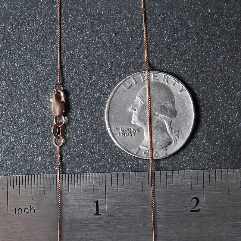 MayaMila 14k Solid Rose Gold Classic Box Chain Necklace 0.4mm