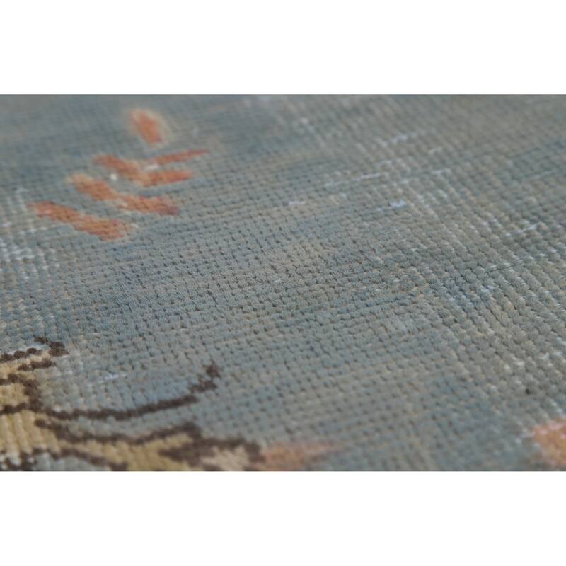 Blue Tabriz Persian Vintage Area Rug Hand-Knotted Wool Carpet - 9'6" x 12'8"