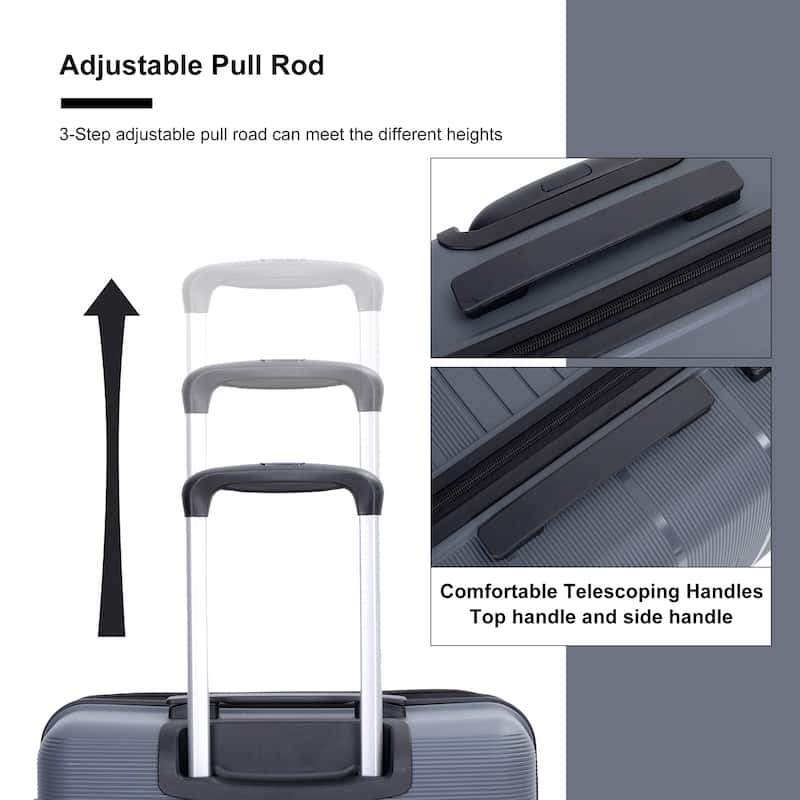 Hardshell 3 Piece PP Luggage Sets, Lightweight Durable Luggage Set with TSA Lock