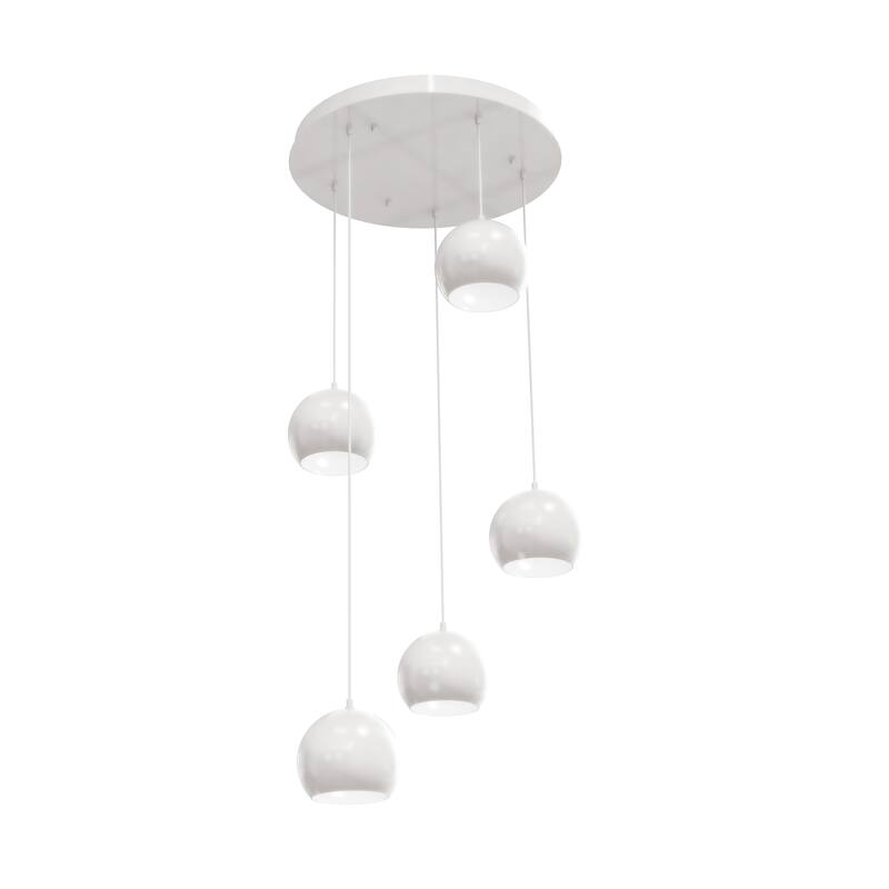 Roxy Medium Base Quintuple Pendant - White