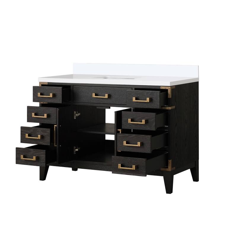Laurel 48 in W x 22 in D Black Oak Single Bath Vanity and Cultured Marble Top