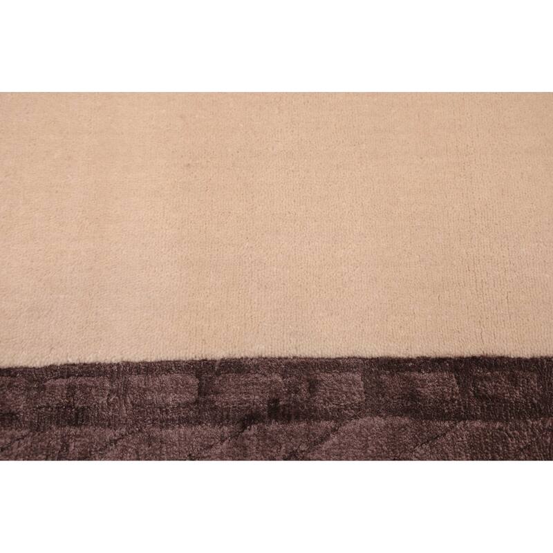 ECARPETGALLERY Hand Loomed Loreto Ivory Viscose, Wool Rug - 5'2 x 7'5