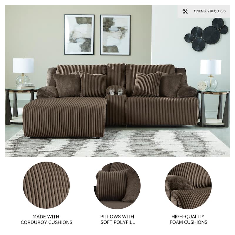 Signature Design by Ashley Top Tier 3-Piece Reclining Sectional with Chaise - 105"W x 74"D x 41"H