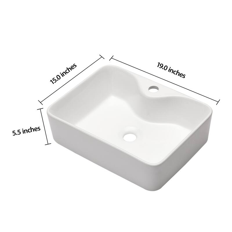 Ceramic Rectangular Sink for Bathroom