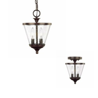 Stanton 2-light Burnished Bronze Convertible Foyer Pendant/ Semi-Flush Mount