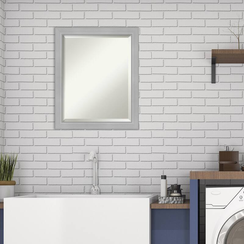 Beveled Wall Mirror - Vista Brushed Nickel Narrow Frame - Vista Brushed Nickel Narrow