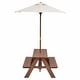 preview thumbnail 7 of 6, Children Outdoor 4 Seat Kids Picnic Table Bench w/ Folding Umbrella