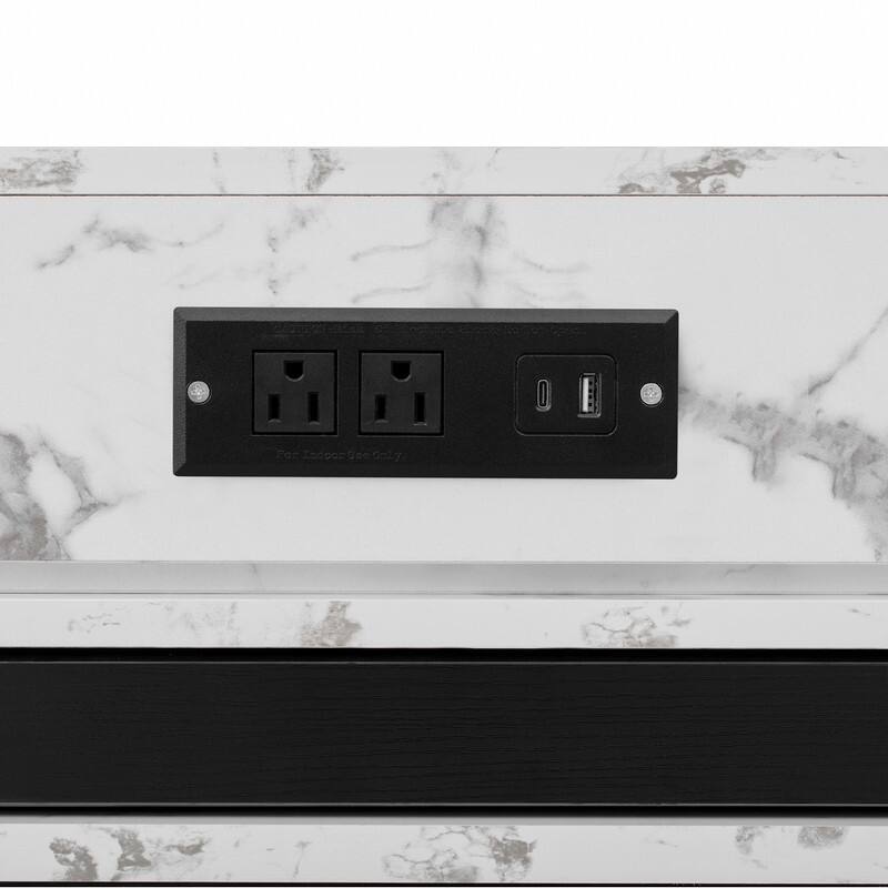 57.7" Kitchen Island with Extendable Top on Wheels, Kitchen Dining Table, Bar Table with Drawers and Power Outlet