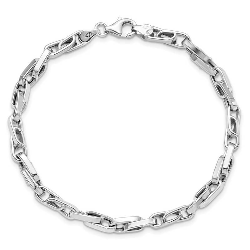 Curata 14k White Gold 8.25" Mens 5mm Heavy Intertwined Link Bracelet