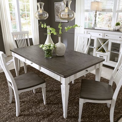 Allyson Park Wirebrushed White Charcoal Rectangular Leg Table