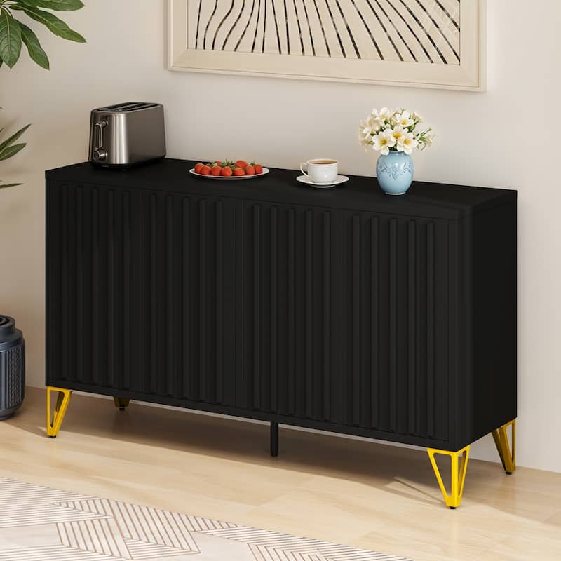 55" Storage Cabinet, Metal Storage Organizer with 2-Tier Adjustable Shelves for Living Room or Home