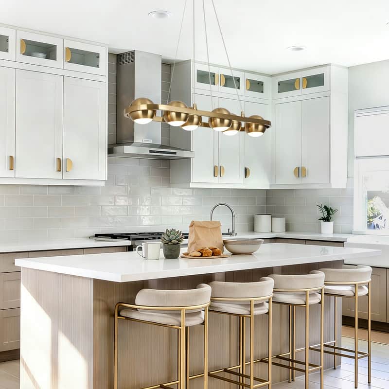 Modern 6-Light LED Gold Chandelier Linear Island Lights for Dining Room - 29.5" L x 4" H