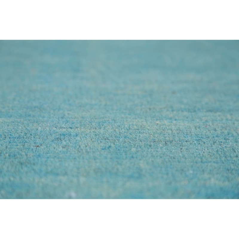 Light Blue Gabbeh Modern Rug Handmade Wool Carpet - 2'9" x 4'1"