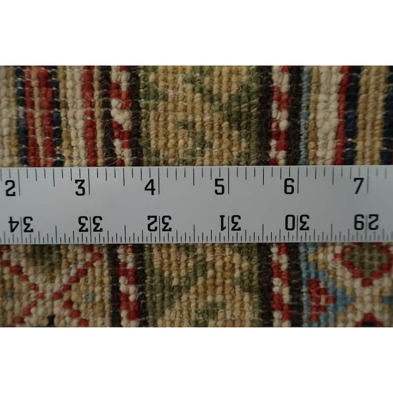 Hand Knotted Oriental 100% Wool Carpet Traditional Geometric Multi-Colored Kazak Area Rug - 5' 11'' X 3' 10''