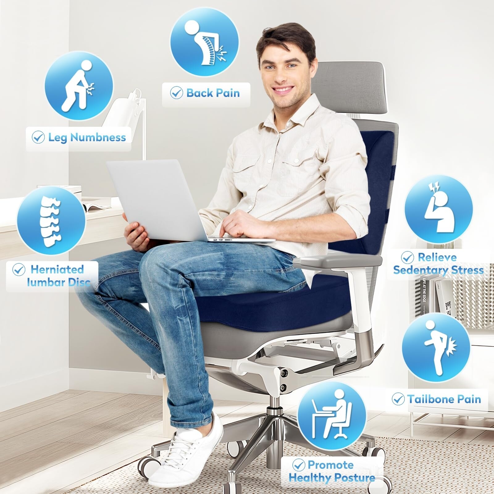 Office Chair Cushion Car Seat Cushion Lumbar Support Pillow for
