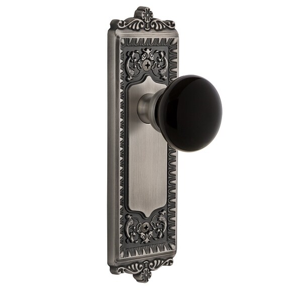 Grandeur WINCOV_DD_NA Windsor Solid Brass Rose Dummy Door Knob Set with Coventry Knob