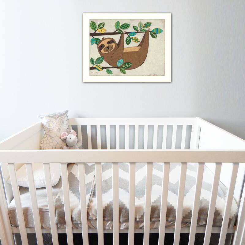 TrendyDecor4U Contemporary "Hanging Sloth I" Framed Print Wall Art by Bernadette Deming