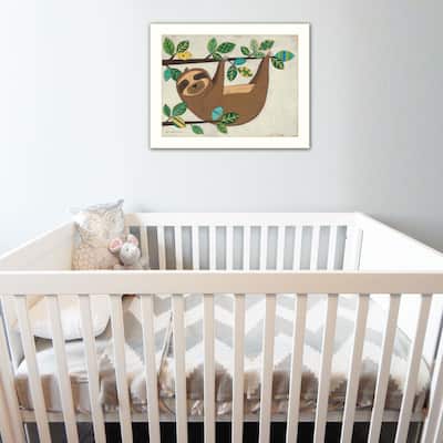 TrendyDecor4U Contemporary "Hanging Sloth I" Framed Print Wall Art by Bernadette Deming