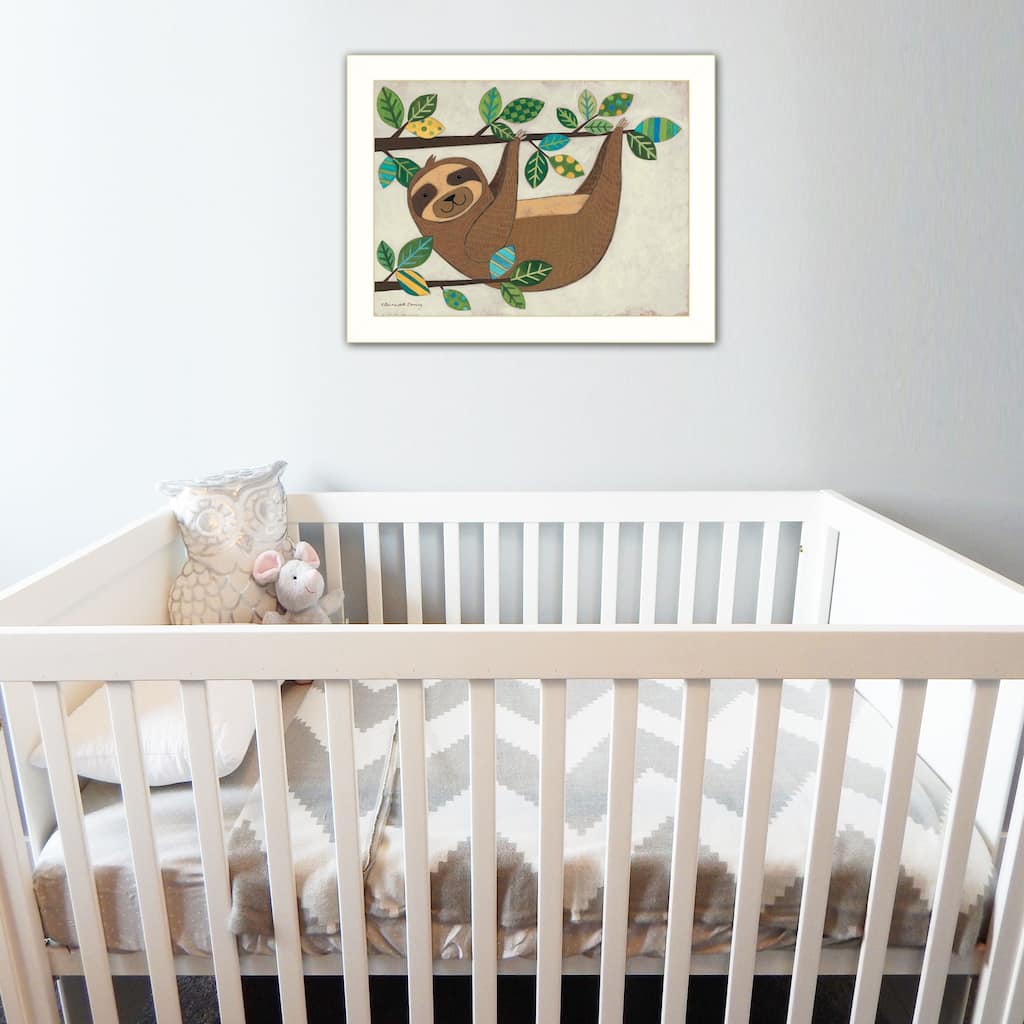TrendyDecor4U Contemporary "Hanging Sloth I" Framed Print Wall Art by Bernadette Deming