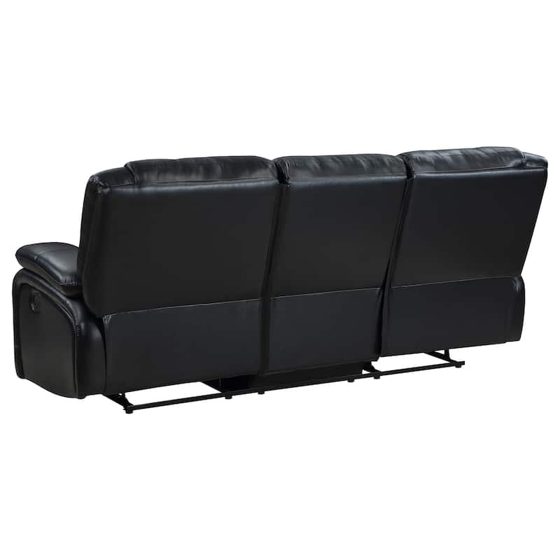 Camila Upholstered Motion Reclining Sofa Red And Black Faux Leather