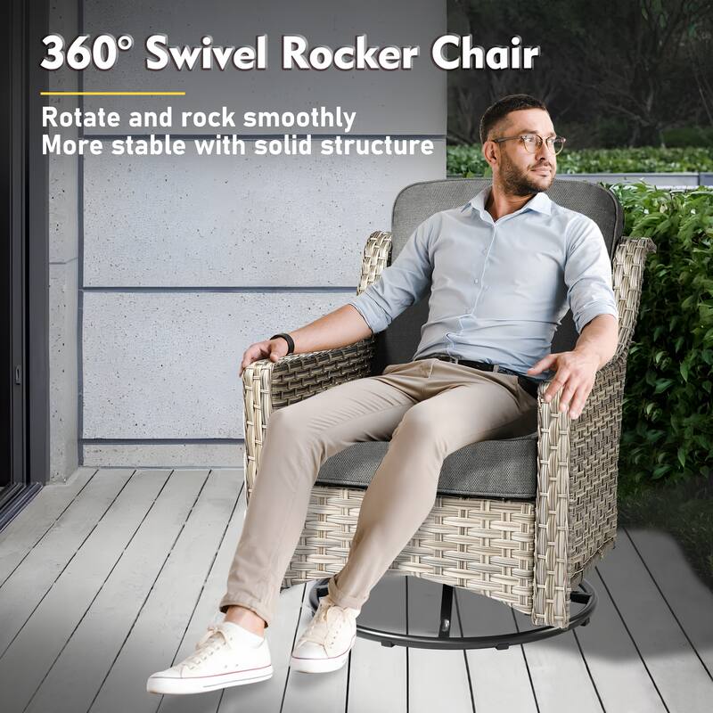 XIZZI 11-piece Patio Rattan Wicker Furniture Set with Fire Pit Table