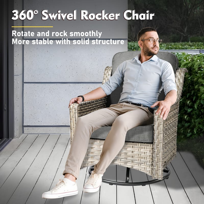 XIZZI 8-piece Patio Furniture Set Wicker Outdoor Seating Swivel Chairs