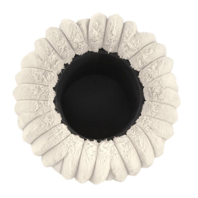 Yerba Plush Furry Channel Fabric Storage Ottoman by iNSPIRE Q Modern