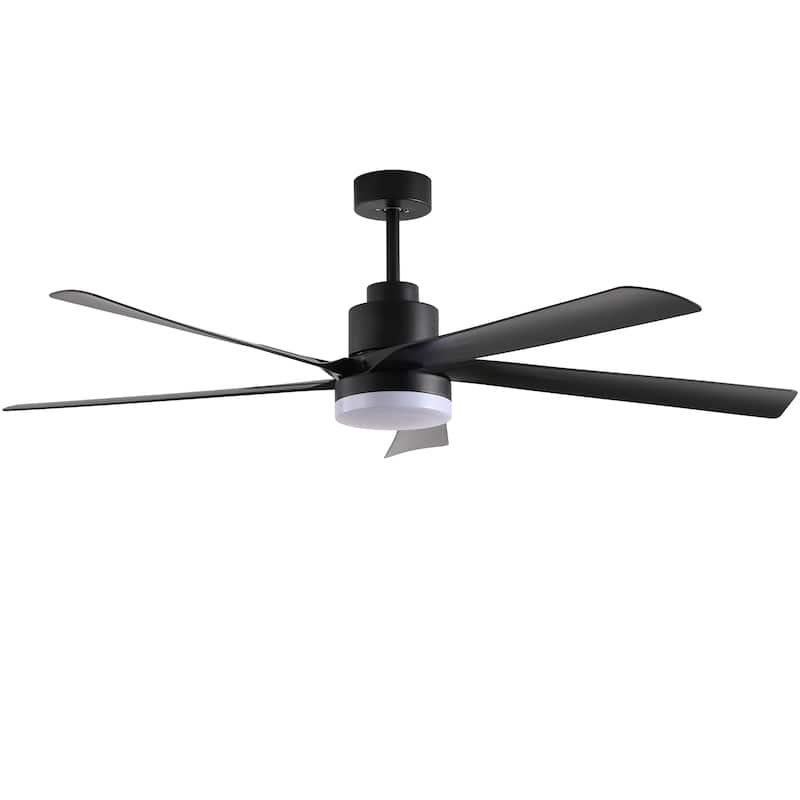 65 Inch Black Ceiling Fan with Light, 5-Blade Dimmable LED Ceiling Fan with Remote Control, Modern Quiet Design for Living Room