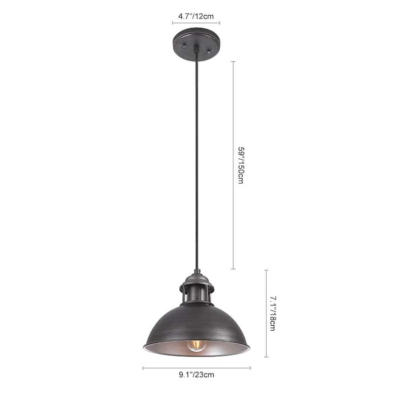 1-light Pot Lid Industrial Dome Pendant Lighting Antique Silver