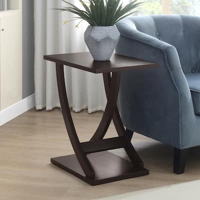 Criss-Cross Chairside End Table with Woodgrain Finish, Modern Accent Side Table for Living Room or Bedroom Décor - 15.5
