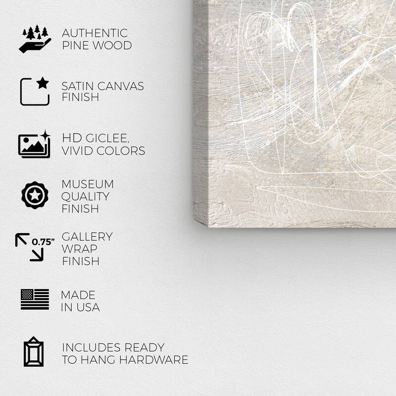 Wynwood Studio Canvas Abstract Scriptica White and Light Gray Modern & Contemporary Wall Art Canvas Print