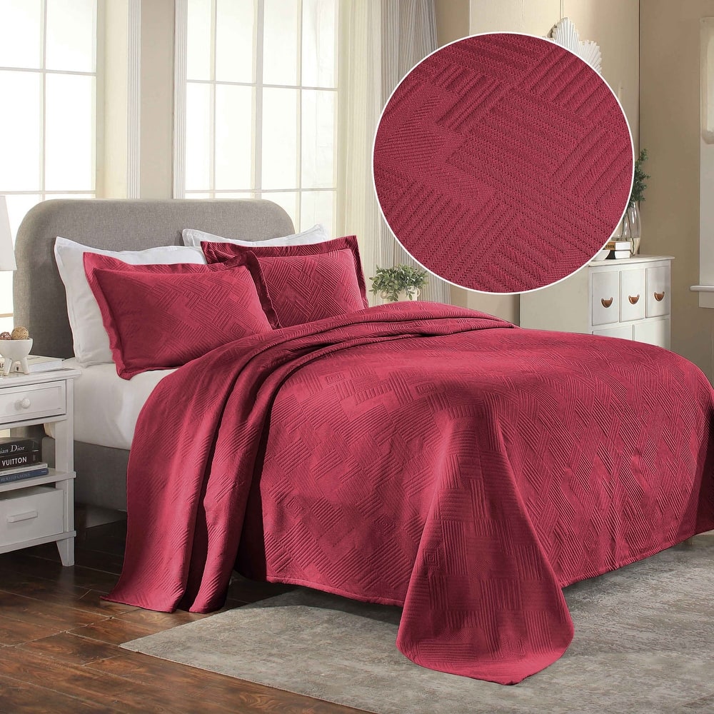 Superior Geometric Fret Cotton Decorative Bedspread Set