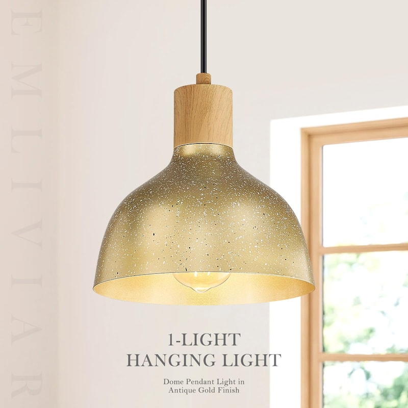 8" Gold Metal Pendant Light