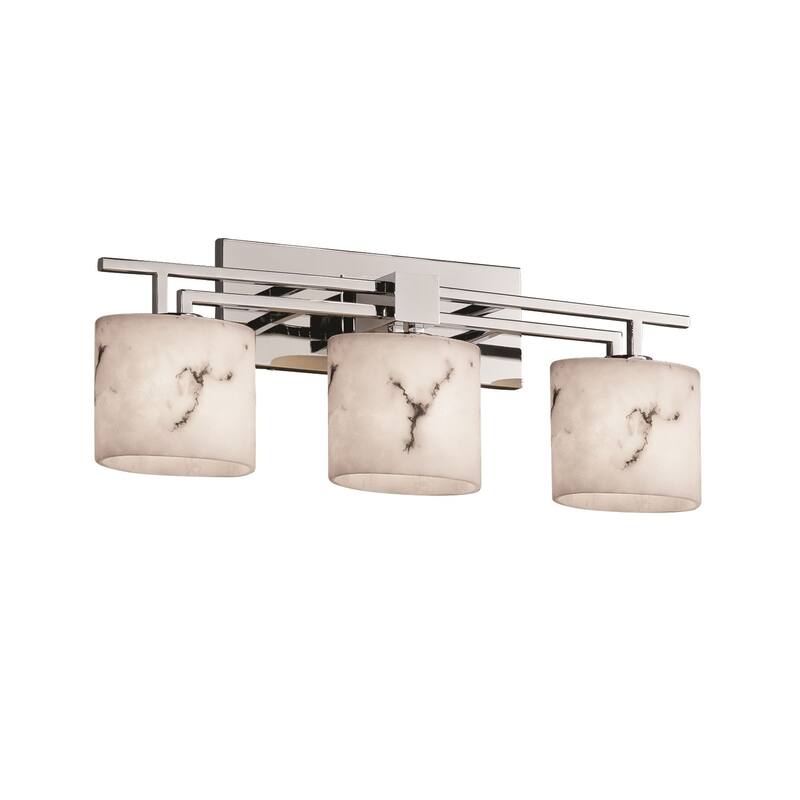 Justice Design LumenAria Aero 3-light Polished Chrome Bath Bar, Faux Alabaster Oval Shade