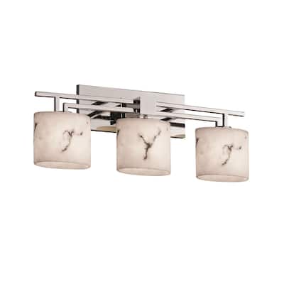 Justice Design LumenAria Aero 3-light Polished Chrome Bath Bar, Faux Alabaster Oval Shade