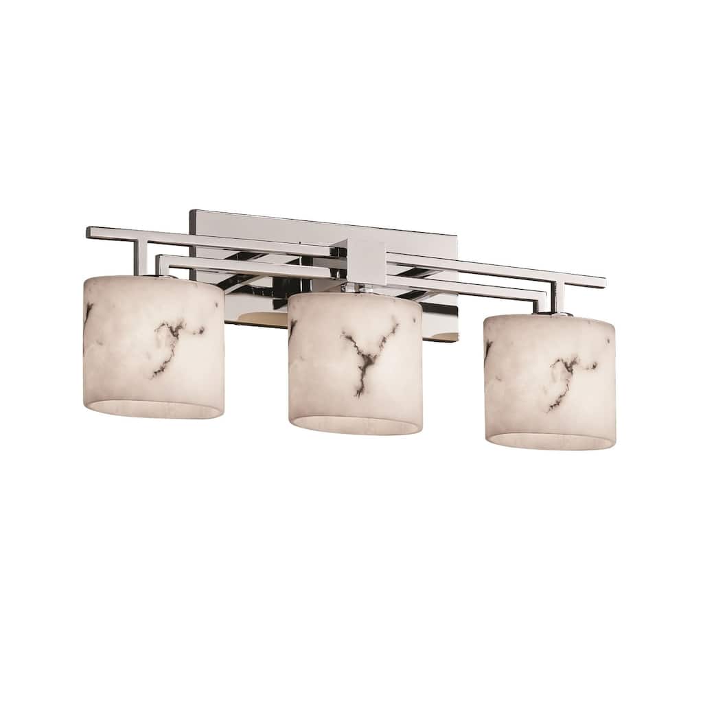 Justice Design LumenAria Aero 3-light Polished Chrome Bath Bar, Faux Alabaster Oval Shade