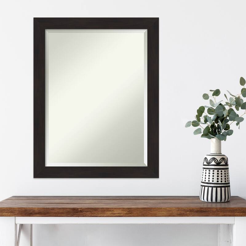 Beveled Wall Mirror - Furniture Espresso Narrow Frame - Furniture Espresso Narrow