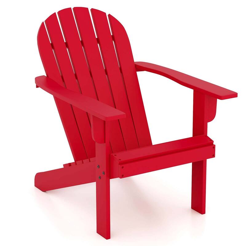 Costway Patio Adirondack Chair with Inclined Seat High Backrest & Wide - See Details - Red